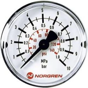 Manometer Norgren 18 013 888 Back side 0 up to 25 bar External thread R18