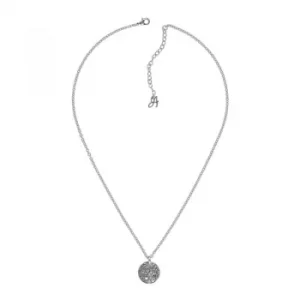 Ladies Adore Silver Plated Small Metallic Pave Disc Necklace