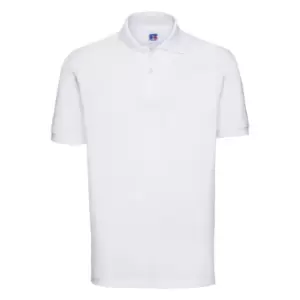 Russell Mens 100% Cotton Short Sleeve Polo Shirt (M) (White)
