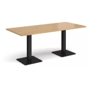 Brescia rectangular dining table with flat square Black bases 1800mm x 800mm - oak