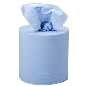 5 Star Facilities Centrefeed Tissue Refill for Jumbo Dispenser Blue Two Ply L150m x W180mm Pack of 6