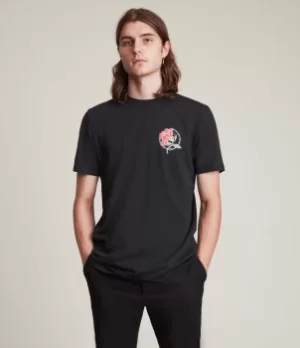 AllSaints Mens Nurose Brace Crew T-Shirt, Jet Black, Size: S