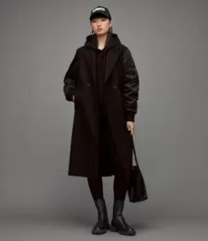 AllSaints Womens Paulah Coat, Black, Size: 8