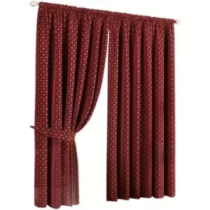 Riva Home Belmont Pencil Pleat Curtains (90x90 (229x229cm)) (Claret) - Claret