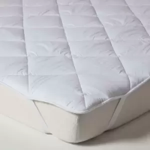 Luxury Extra Thick 500 gsm Cotton Mattress Topper, Euro 140 x 200cm - White - Homescapes