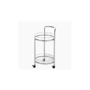 79cm Value Chrome Metal And Clear Glass Trolley