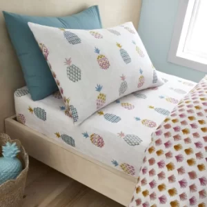 Pineapple Elephant Ananas Pineapple 100% Cotton Fitted Sheet MultiColoured