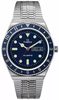 Timex TW2U61900 Q Diver Inspired SST Case Blue Dial SST Band Watch