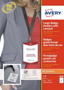 Avery 4834 Badge Holders with Lanyards 148x105mm PK10