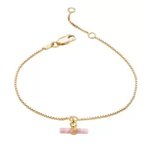 Rachel Jackson London Gold Plated Rose Pink Mini T-Bar Bracelet