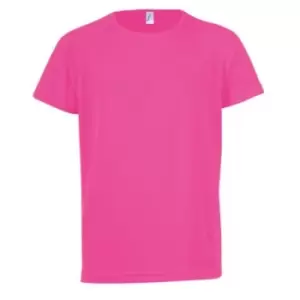 SOLS Childrens/Kids Sporty Unisex Short Sleeve T-Shirt (12yrs) (Neon Pink)