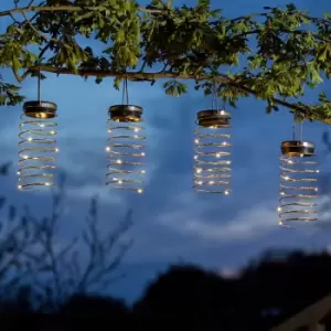 6 Pack Solar Power Hanging Spiral LED Lantern Lights Outdoor Garden Decor