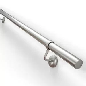 Rothley Modern Stainless Steel Rounded Handrail Kit, (L)3.6M (W)40mm