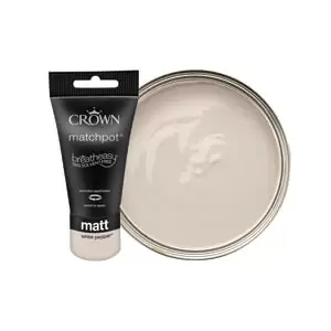 Crown Matt Emulsion Paint - White Pepper Tester Pot - 40ml