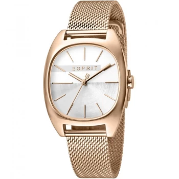 Esprit Infinity Womens Watch featuring a Stainless Steel Mesh, Rose gold Coloured Strap and Silver Dial