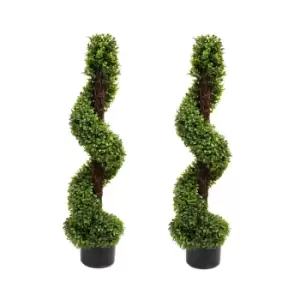 Greenbrokers Artificial Spiral Boxwood Topiary Tree 90Cm/3ft(set Of 2)