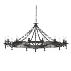 12 Bulb Chandelier 2 Tier Hand Crafted Graphite Finish Black LED E14 60W