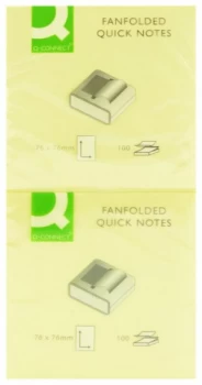 Q Connect Fanfold Quick Notes 75x75mm Yw - 12 Pack
