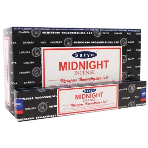Box of 12 Packs of Midnight Incense Sticks by Satya