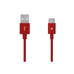 TTEC AlumiCable 1.2m Type-C 2.0 to USB Data and Charging Cable - Red