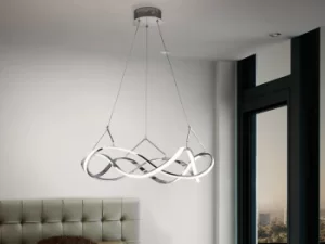Molly Modern Dimmable LED Infinity Swirl Ring Designer Pendant Light Chrome with Remote Control