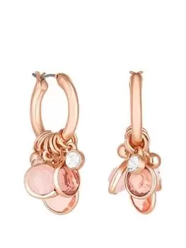 Mood Rose Gold Tonal Pink Shaker Charm Hoop Earrings, Rose Gold, Women