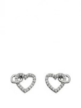 Hot Diamonds Sterling Silver Togetherness Open Heart Stud Earrings, Silver, Women