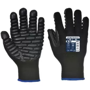 A790BKRL - sz l Anti Vibration Glove - Black - Black - Portwest