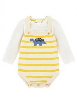 Monsoon Baby Boys Duke Dino Knitted Romper & T-Shirt - Mustard, Mustard, Size 9-12 Months