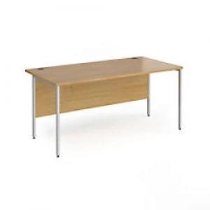 Dams International Rectangular Straight Desk with Oak Coloured MFC Top and Silver H-Frame Legs Contract 25 1600 x 800 x 725mm