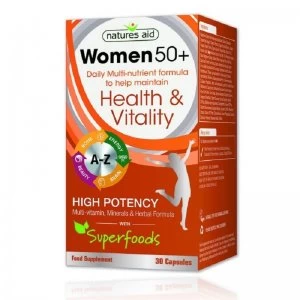 Natures Aid Women 50+ Health & Vitality High Potency Multi-Vitamins & Minerals - 30 Capsules