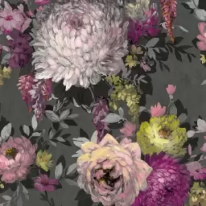 Belgravia Decor Azzurra Floral Charcoal Wallpaper
