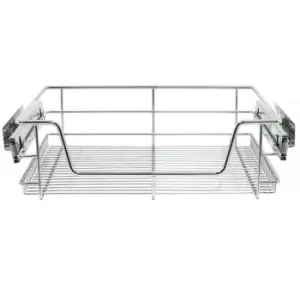 KuKoo 4 x Kitchen Pull Out Soft Close Baskets, 600mm Wide Cabinet, Slide Out Wire Storage Drawers - Silver
