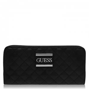 Guess Guess Logo Zip Around Kamryn Quilted Purse - BLACK BLA