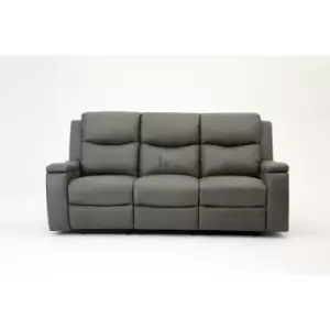 Collins Grey Air Leather 3 Seater Recliner Sofa