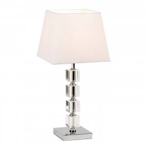 Table Lamp Clear Acrylic, White Tc Fabric, E14