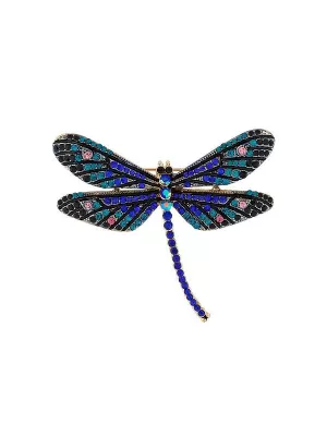 Jon Richard Jon Richard Blue And Multi Colour Pave Dragonfly Brooch