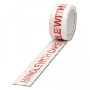 Ambassador White Red Polypropylene Tape Printed Handle With Care 50mmx66m Pack o
