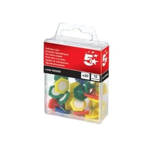 5 Star 15mm Indicator Pins Head Assorted Pack of 20