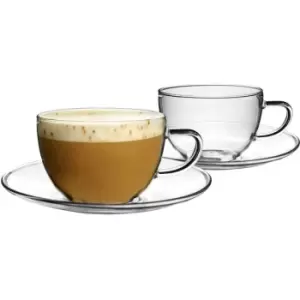 Argon Tableware - 12 Piece Glass Cappuccino Cup & Saucer Set - 260ml - Pack of 6