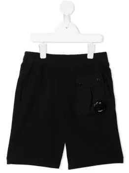 C.P COMPANY KIDS Micro-lens jersey shorts Black