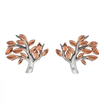 Silver Rhodium & Rose Gold DiamondTree Earrings