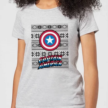 Marvel Captain America Womens Christmas T-Shirt - Grey - XL