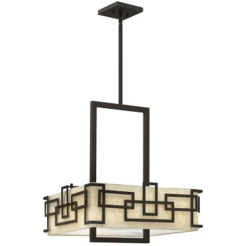 Elstead - Hinkley Lanza Pendant Light Patterned Shade 3x E27 Oil Rubbed Bronze