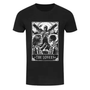 Deadly Tarot Mens The Lovers Denim T-Shirt (S) (Black)