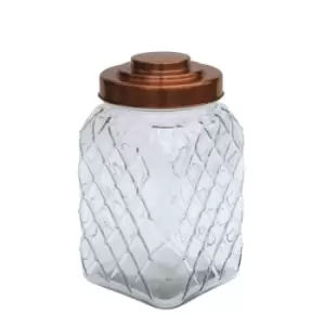 Copper Lidded Square Glass Jar - 10.5" Med