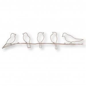 Art for the Home Rose Gold Bird on a Wire Metal Wall Art