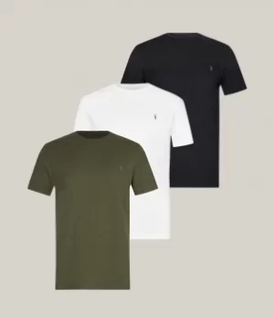 AllSaints Mens Brace Tonic Crew 3 Pack T-Shirts, Marsh/jet Blk/wht, Size: S