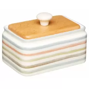 Kitchencraft Classic Collection Ceramic Butter Dish, Striped