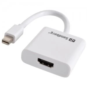 Sandberg Mini DisplayPort Male to HDMI Female Converter Cable White 5 Year Warranty